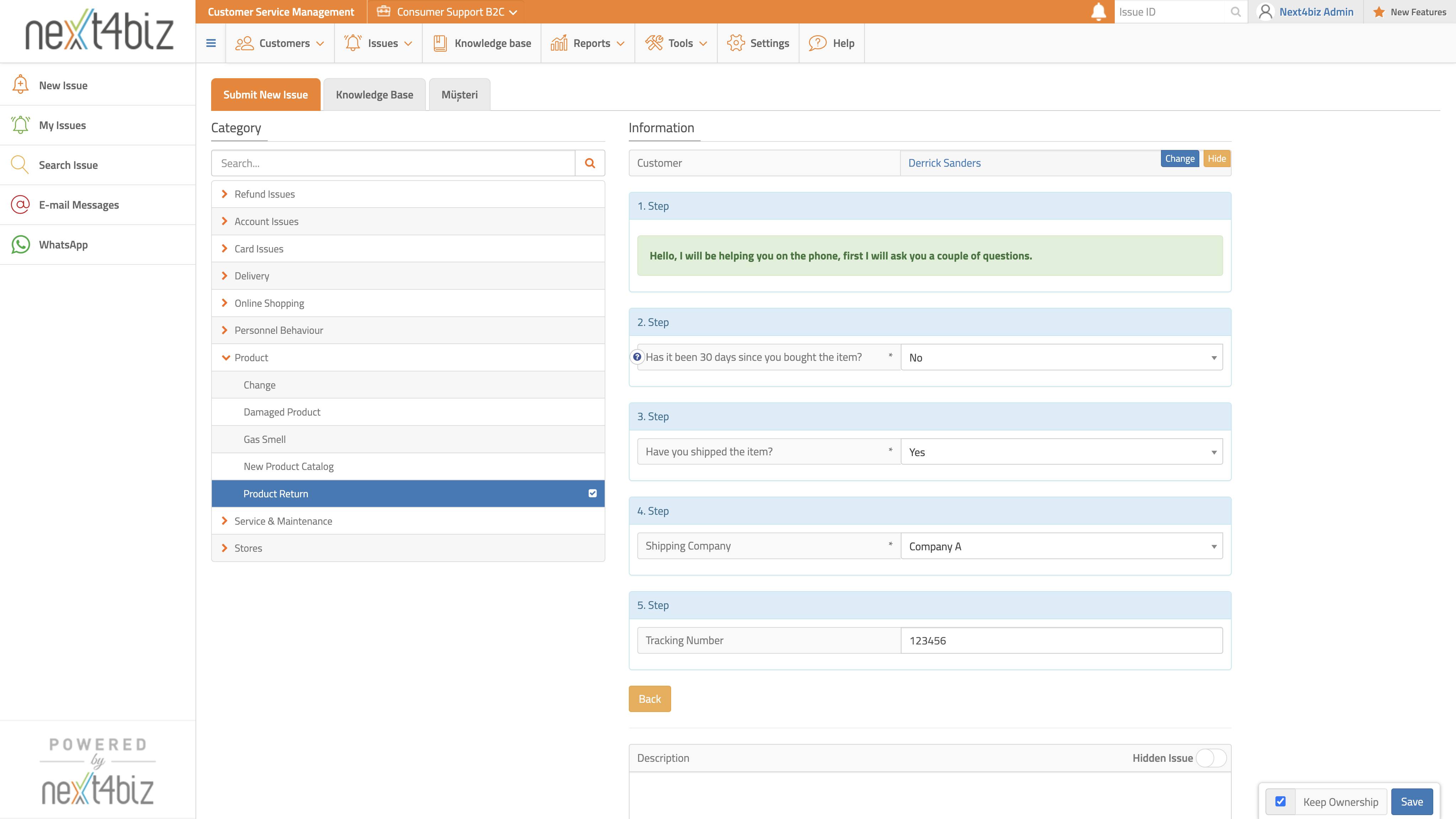 screenshot of Next4biz CSM